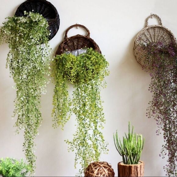 NEW! Hanging Wall Wicker Rattan Straw Basket - Picture 5 of 7